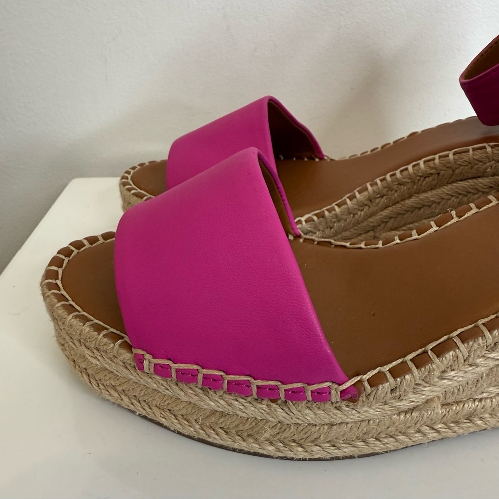 Franco Sarto Pink Leather Clemens Espadrille Wedge Sandal Women’s Size 9 - Picture 8 of 14